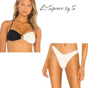 NWT L*Space Black and White Freddie Halter Bikini Set Sz S